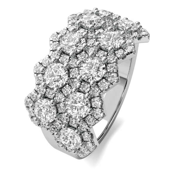 Lab Grown Hexagon Halo Diamond Wedding Band