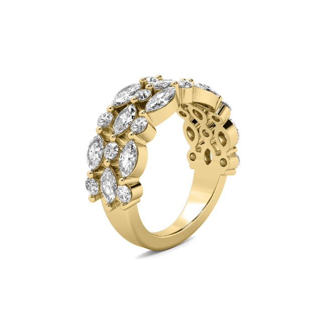 Lab Grown Mixed Shape Three Row Diamond Ring