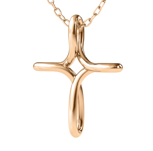 Swirl Gold Cross Pendant