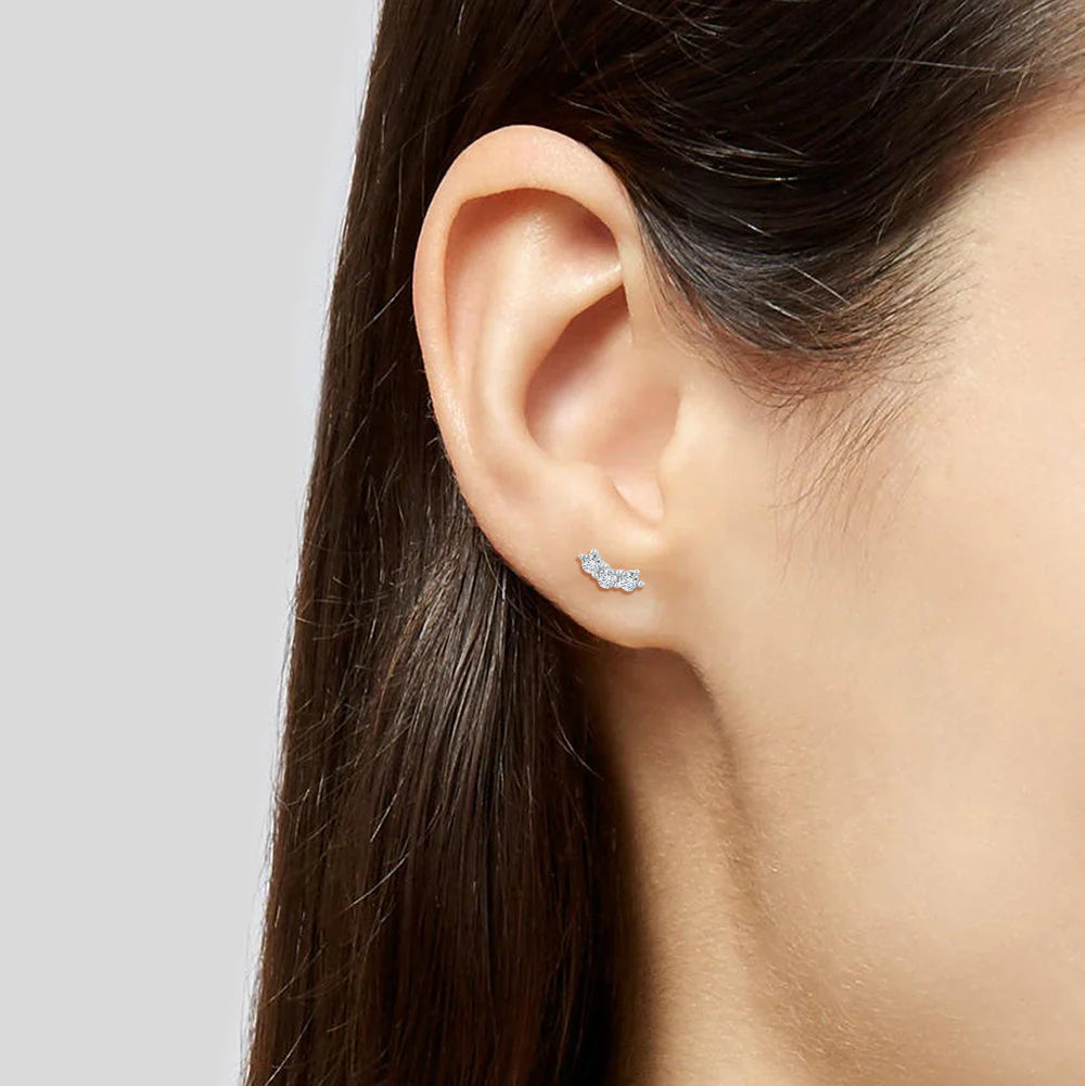 Petite Three Stone Diamond Earrings