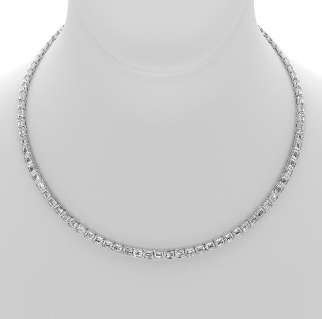 Sophia Emerald EAST WEST Diamond Bezel Tennis Necklace