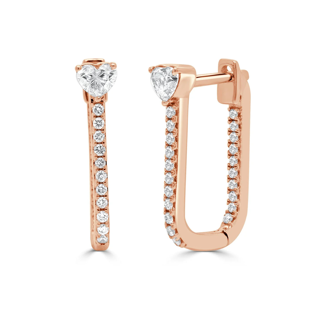 Heart Shape & Round Diamond Earrings