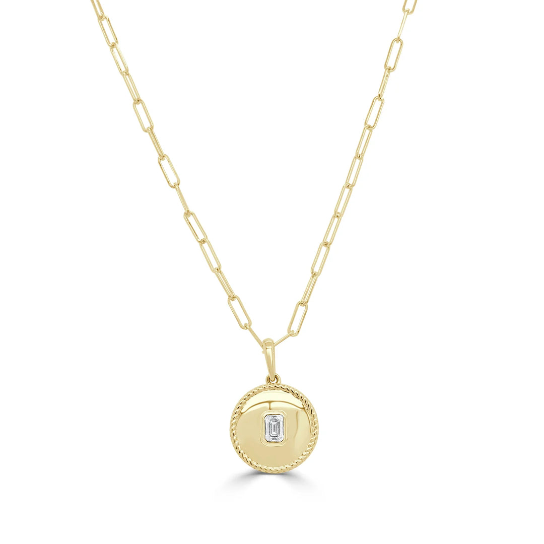 Emery Emerald Cut Diamond Medallion Necklace