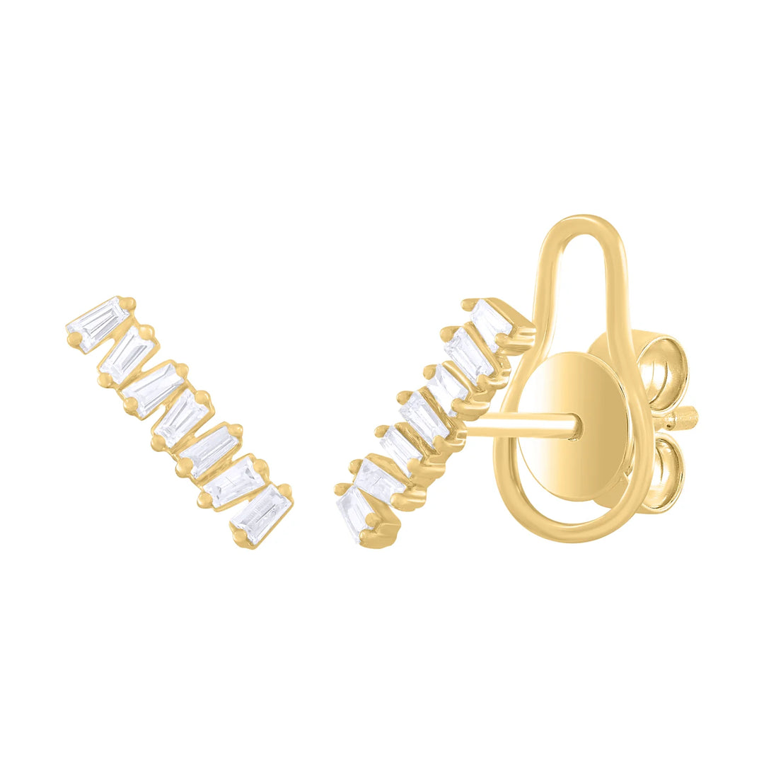 Petite Step Cut Diamond Ladder Earrings