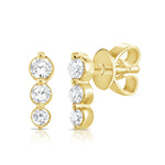 Load image into Gallery viewer, Petite Three Stone Diamond Stud Earrings
