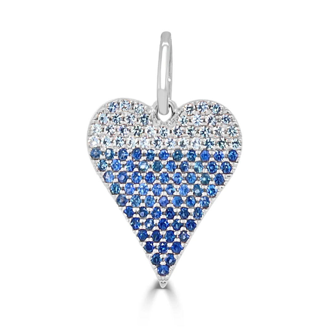 Royal Blue Sapphire OMBRE Heart Charm