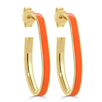 Load image into Gallery viewer, Enamel Orange Tear Drop Hoops

