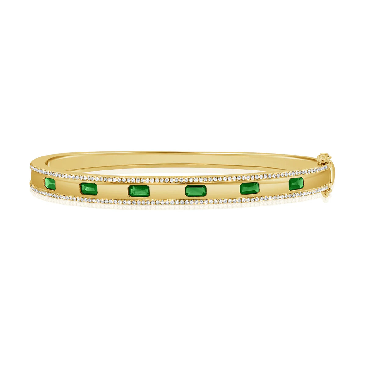 Emerald & diamond gold bangle
