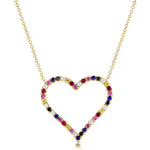 Load image into Gallery viewer, Rainbow Sprinkle Sapphire Heart Necklace
