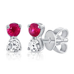 Load image into Gallery viewer, July Diamond &amp; Ruby Mini Studs
