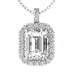 Load image into Gallery viewer, Lab Grown Rectangle Shape Halo Diamond Necklace
