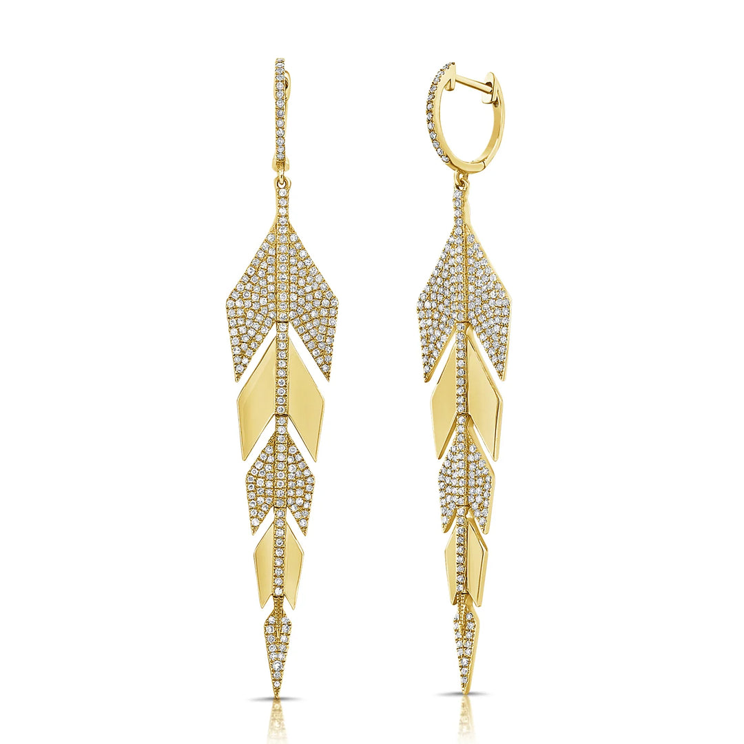 Diamond Drop Feather Earrings