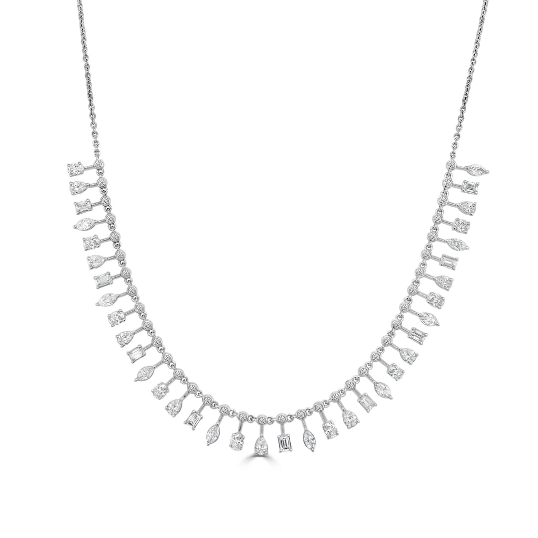 Mixed Shape Diamond Dangle Tennis Necklace