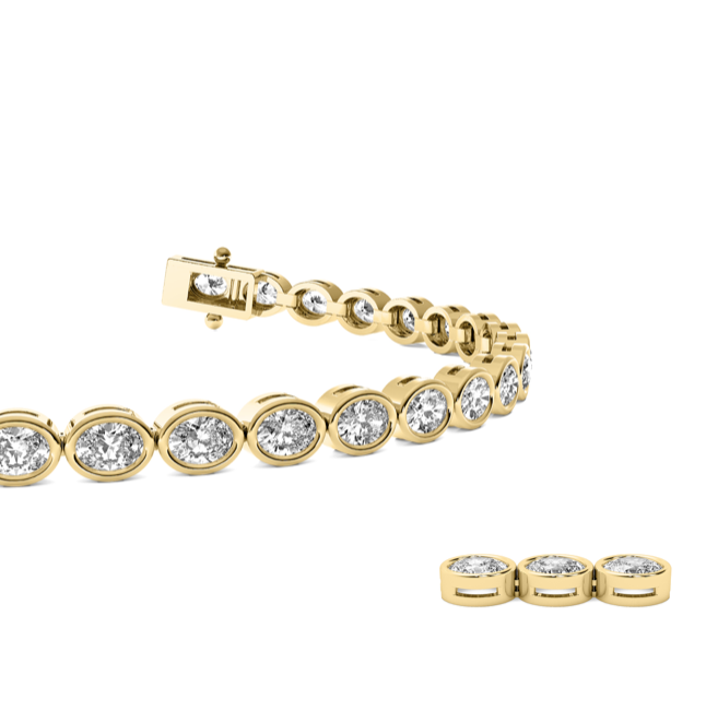 Lab Grown East West Oval Diamond Bezel Tennis Bracelet