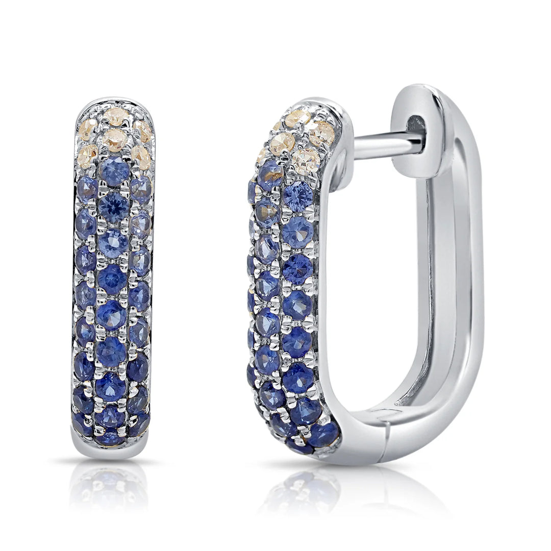 Sapphire & Diamond Ombre Style Hoop Earrings