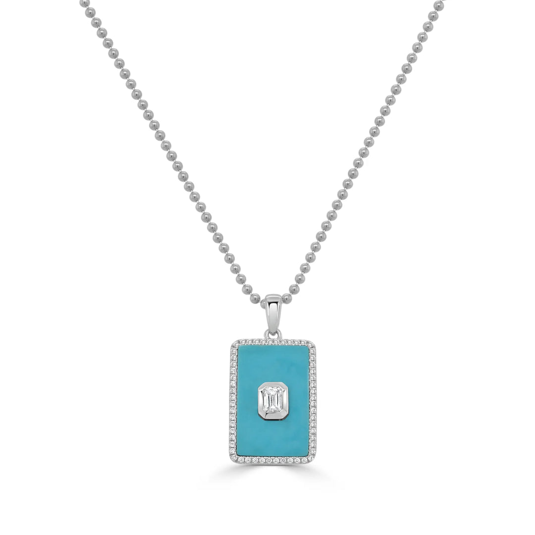 Turquoise & Diamond Charm Necklace