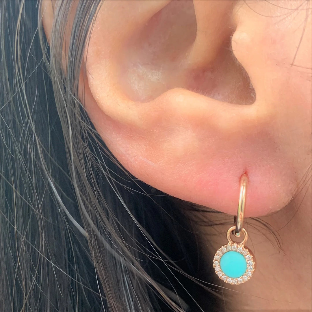 Sioux Diamond & Turquoise Dangle Earrings