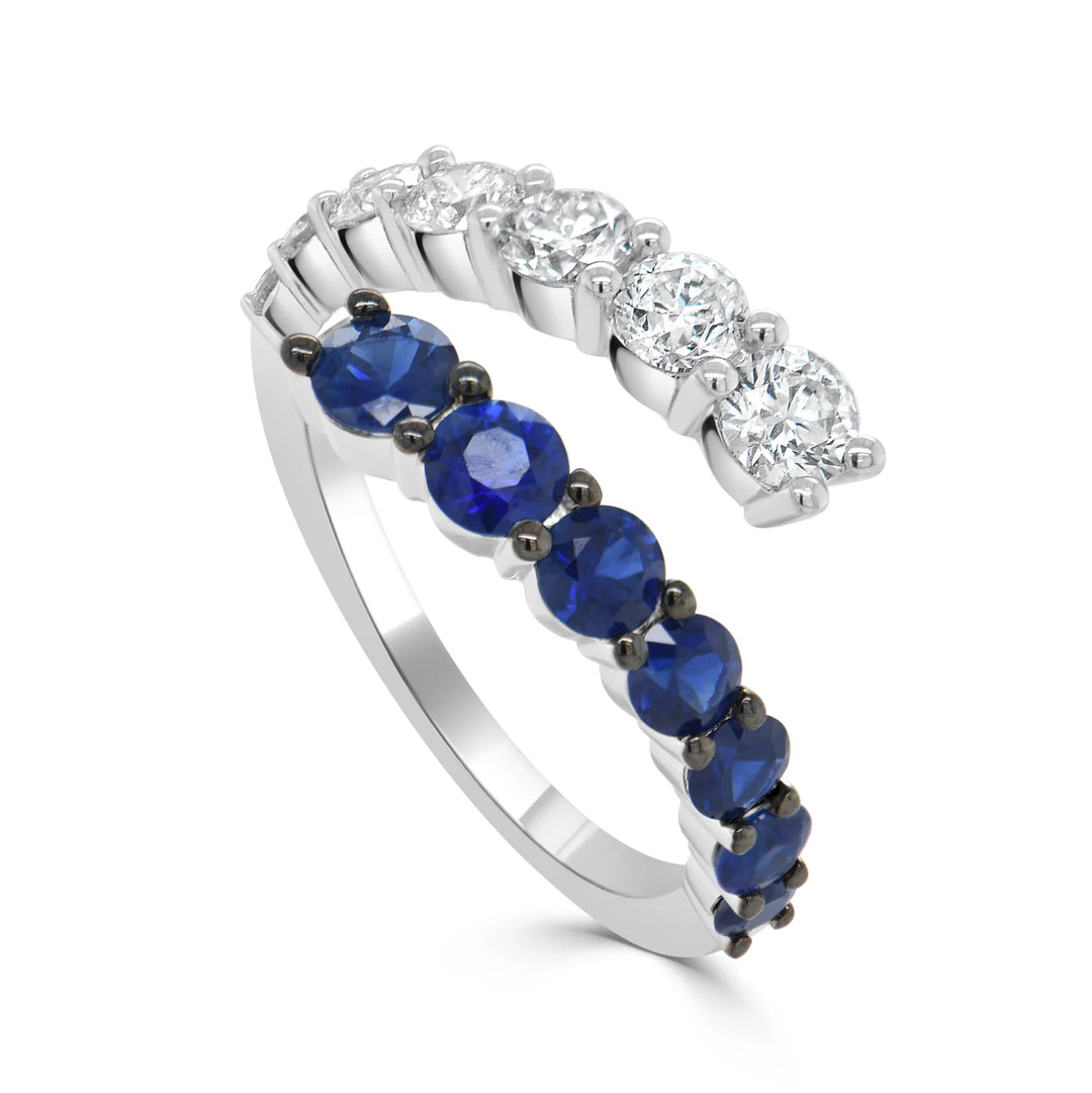 Susie Diamond & Blue Sapphire Bypass Ring