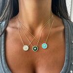 Load image into Gallery viewer, Mother Of Pearl &amp; Diamond Medallion Necklace
