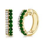 Load image into Gallery viewer, Cork Emerald &amp; Diamond Huggies
