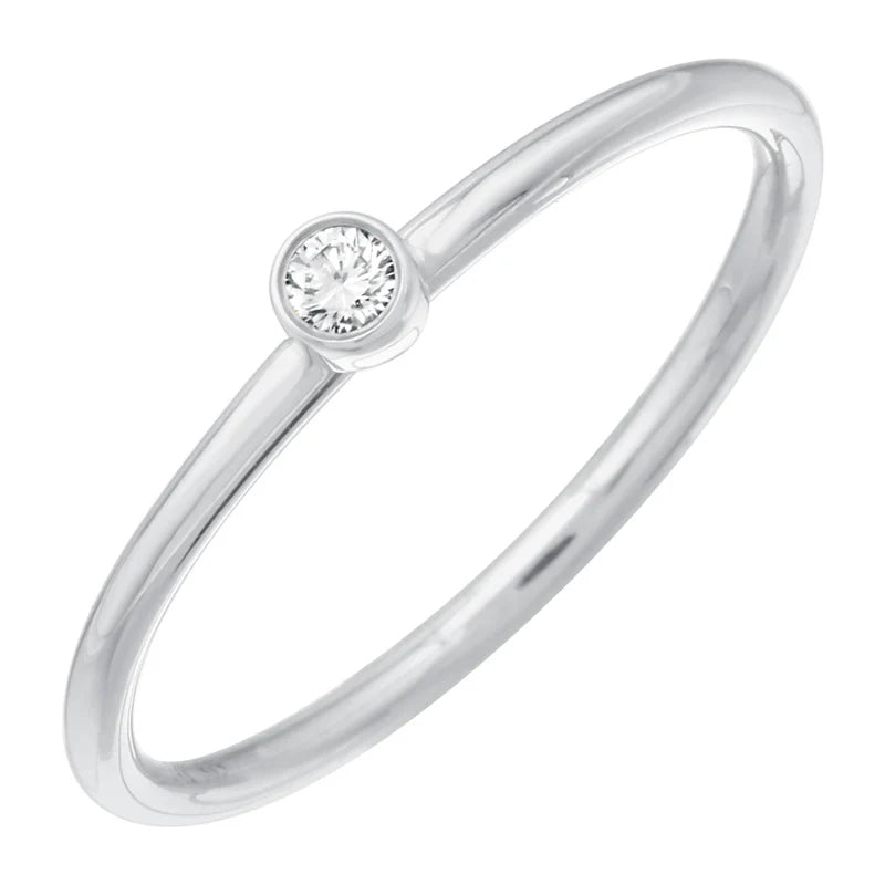 Dainty Round Brilliant Diamond Bezel Ring