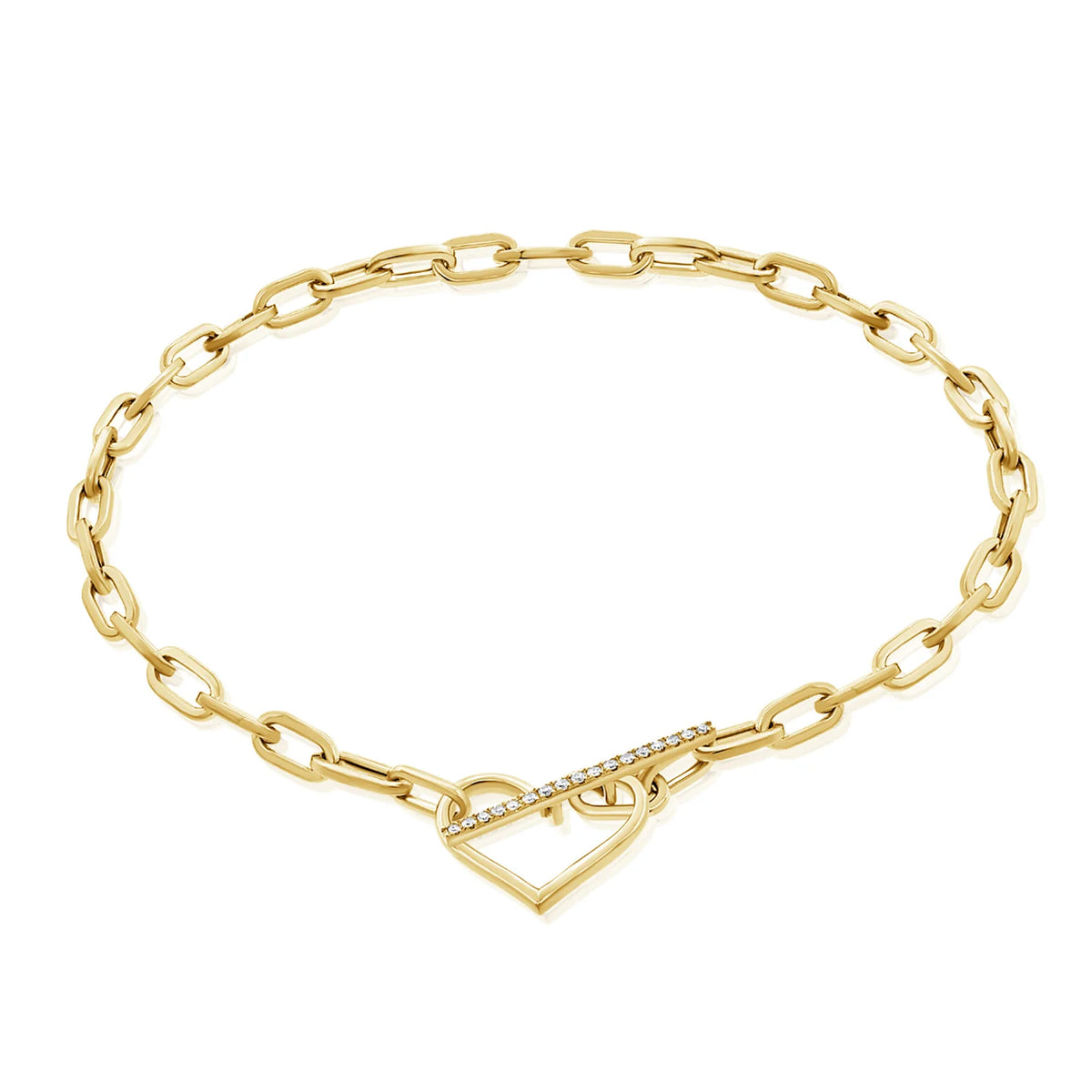 Diamond stackable heart link bracelet