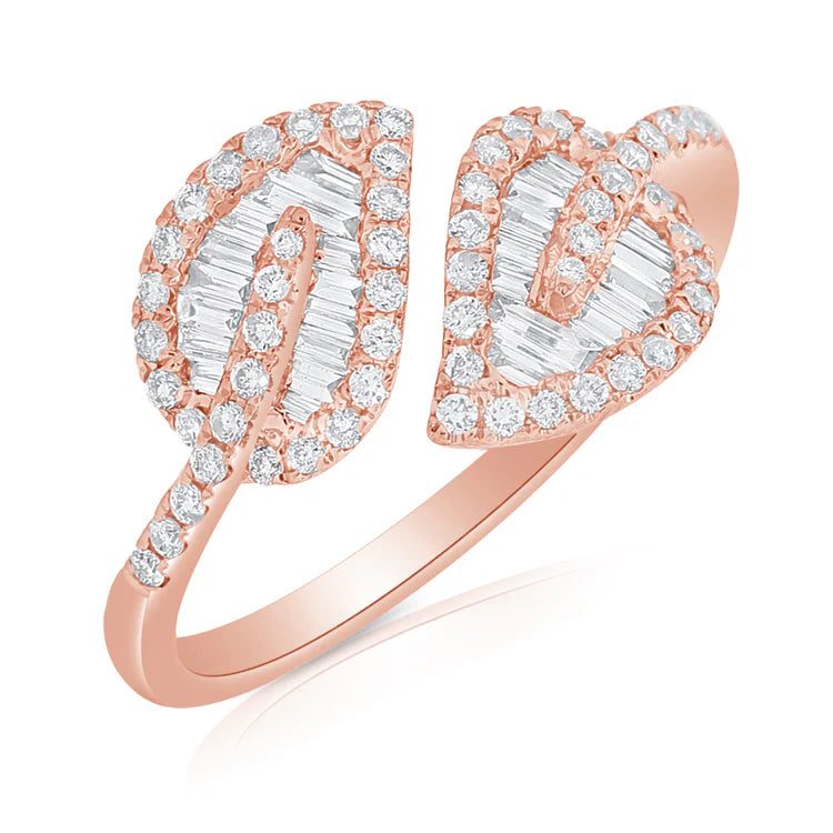 Petite Baguette Diamond Double Maple Leaf Ring