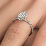 Load image into Gallery viewer, Marquise Halo Micropave Semi Mount
