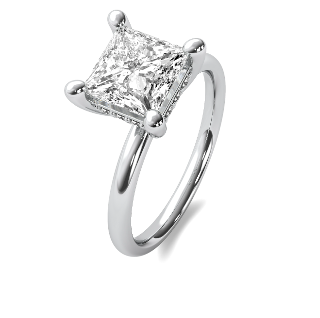 Dainty Princess Cut Diamond Semi Mount