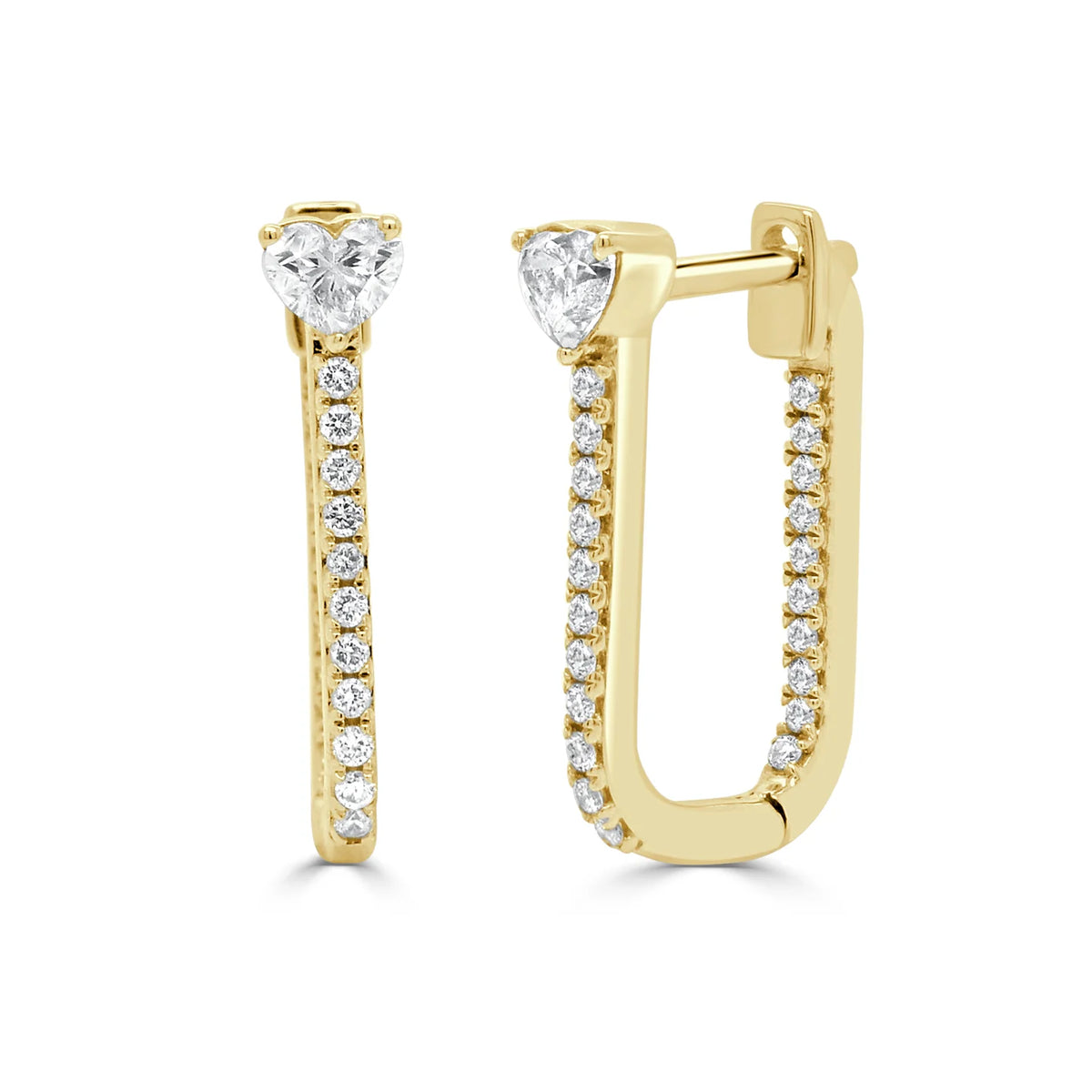 Heart shape & round diamond earrings