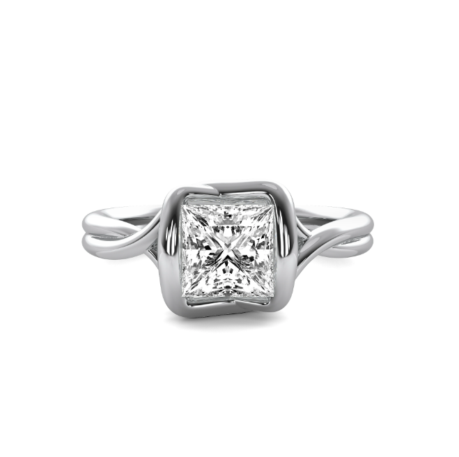 Ava Wrap Bezel Princess Cut Solitaire Semi Mount