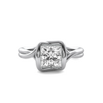 Load image into Gallery viewer, Ava Wrap Bezel Princess Cut Solitaire Semi Mount
