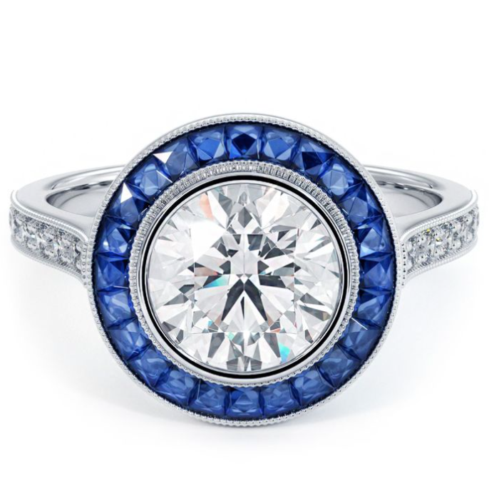Art deco diamond & sapphire semi mount