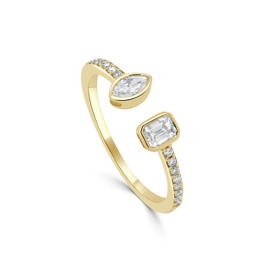 Marquise And Emerald Cut Open Diamond Ring