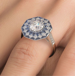 Load image into Gallery viewer, Art Deco Diamond &amp; Sapphire Semi-mount
