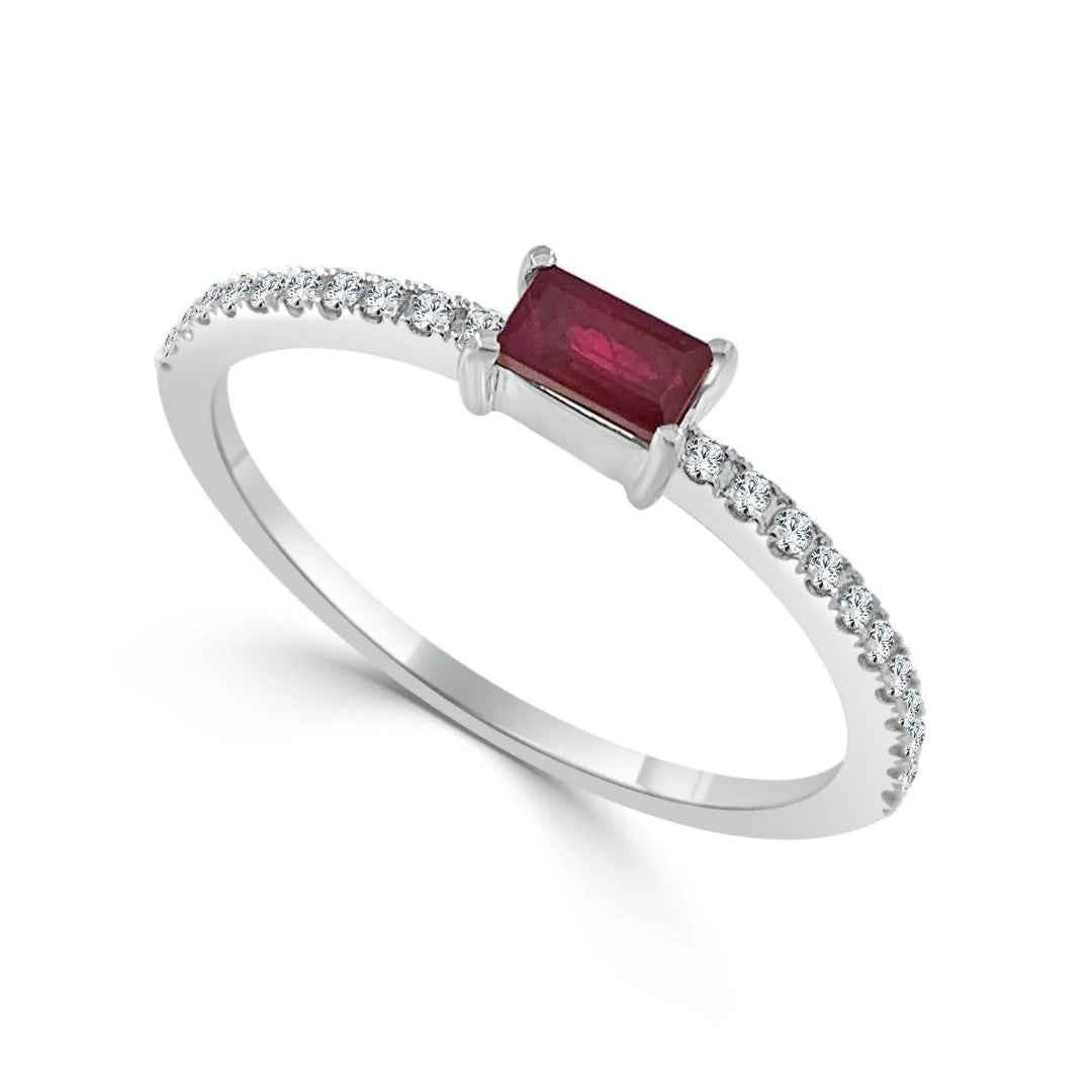 Ruby Baguette Stack Petite Ring