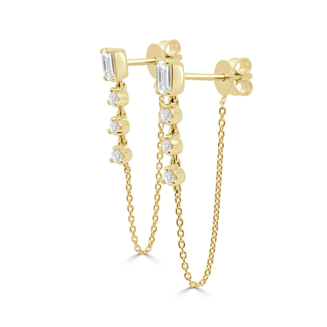 Lille Emerald & Round Diamond Earrings