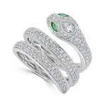 Load image into Gallery viewer, Diamond &amp; Emerald Snake Wrap Ring
