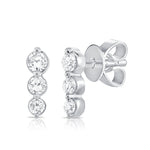 Load image into Gallery viewer, Petite Three Stone Diamond Stud Earrings
