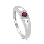 Load image into Gallery viewer, Cherry Red Ruby &amp; Diamond Halo Ring
