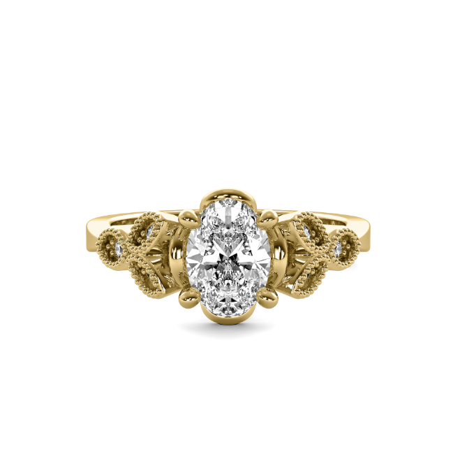 Leaf Diamond Oval Cut Semi Mount