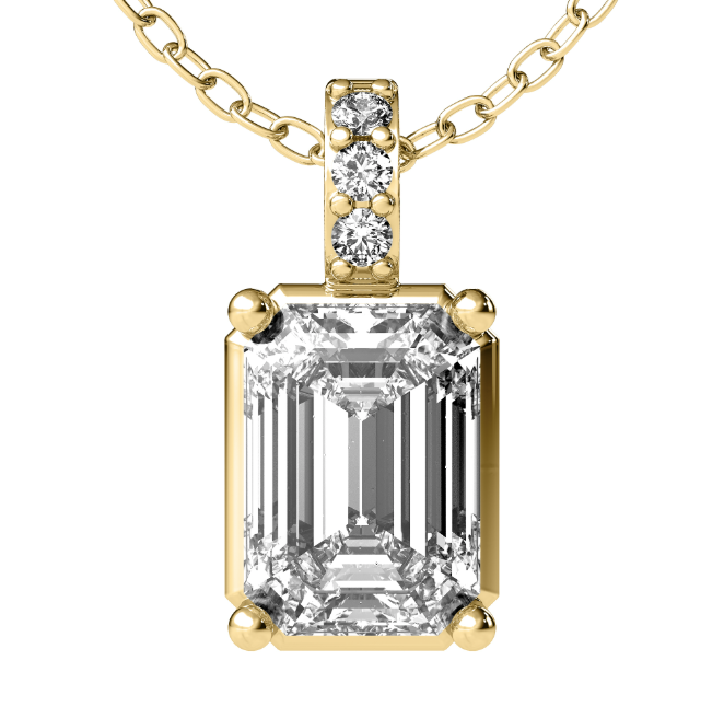 Lab grown emerald solitaire diamond necklace