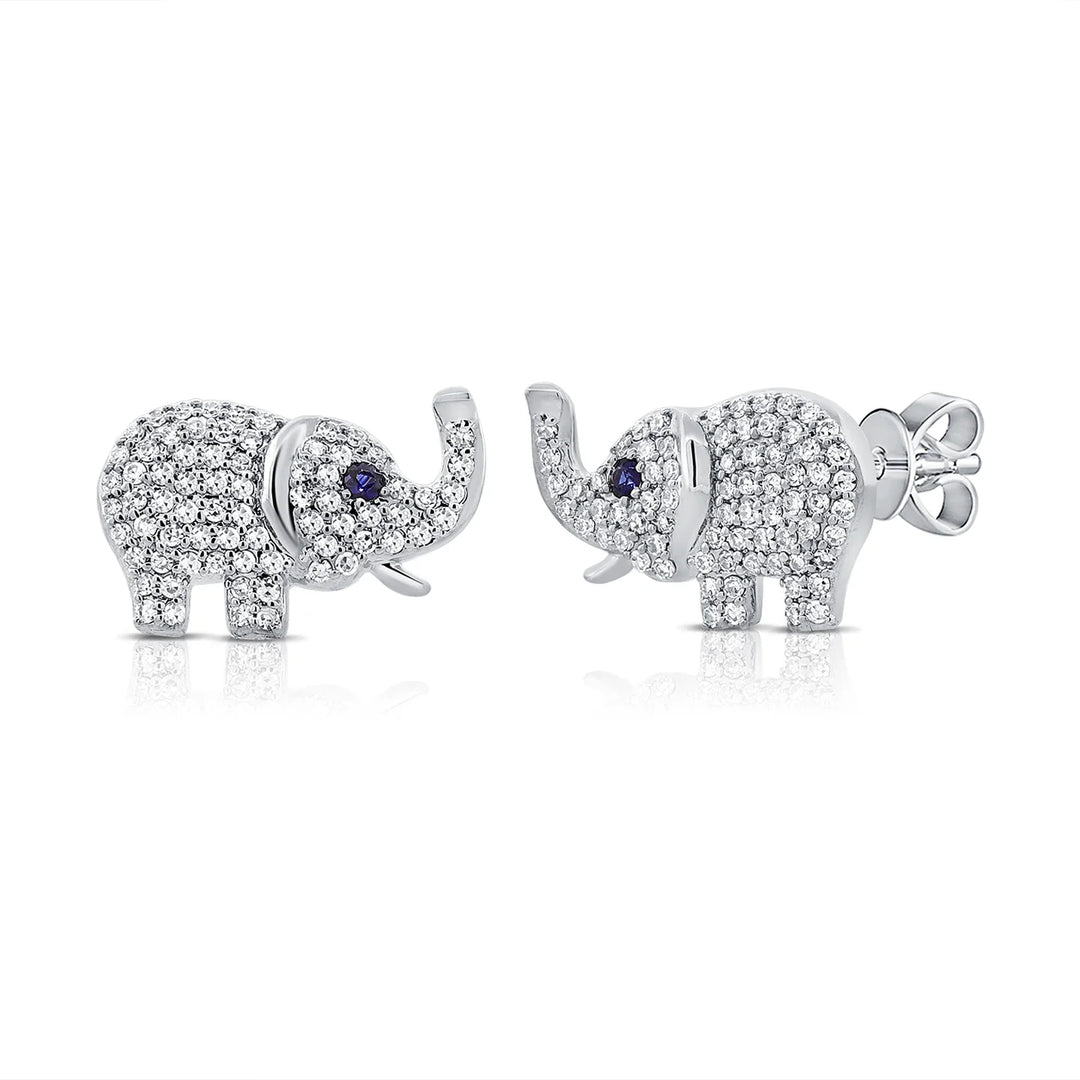 Sapphire & Diamond Elephant Earrings