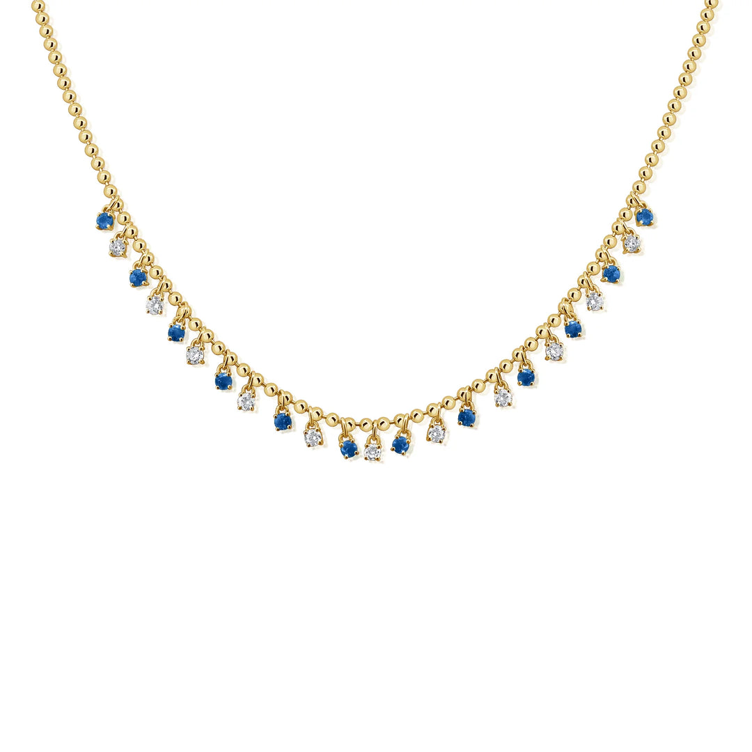 Betty Blue Sapphire & Diamond Dangle Necklace
