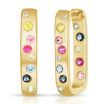 Load image into Gallery viewer, Sprinkle Multi Sapphire Rainbow Hoop Earrings
