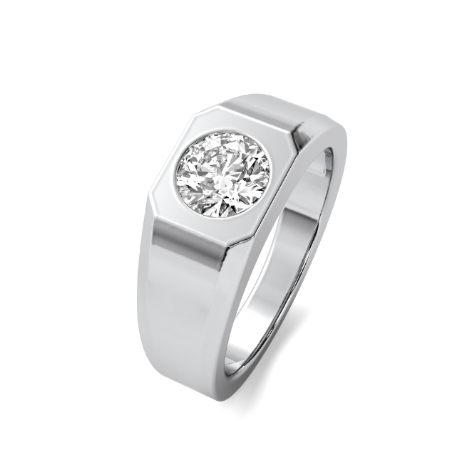 Lab Grown Round Signet Men's Band