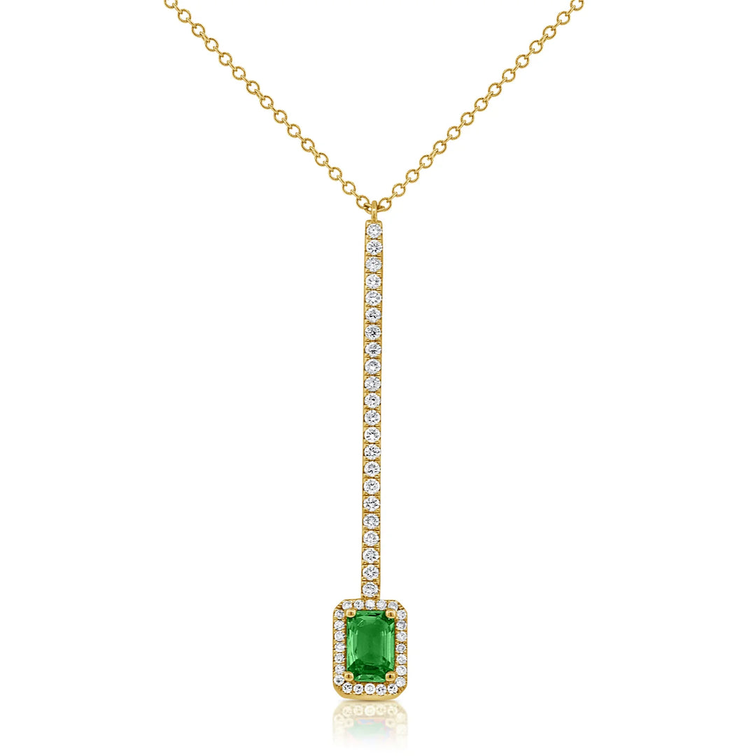 Halo Emerald & Diamond Y Necklace