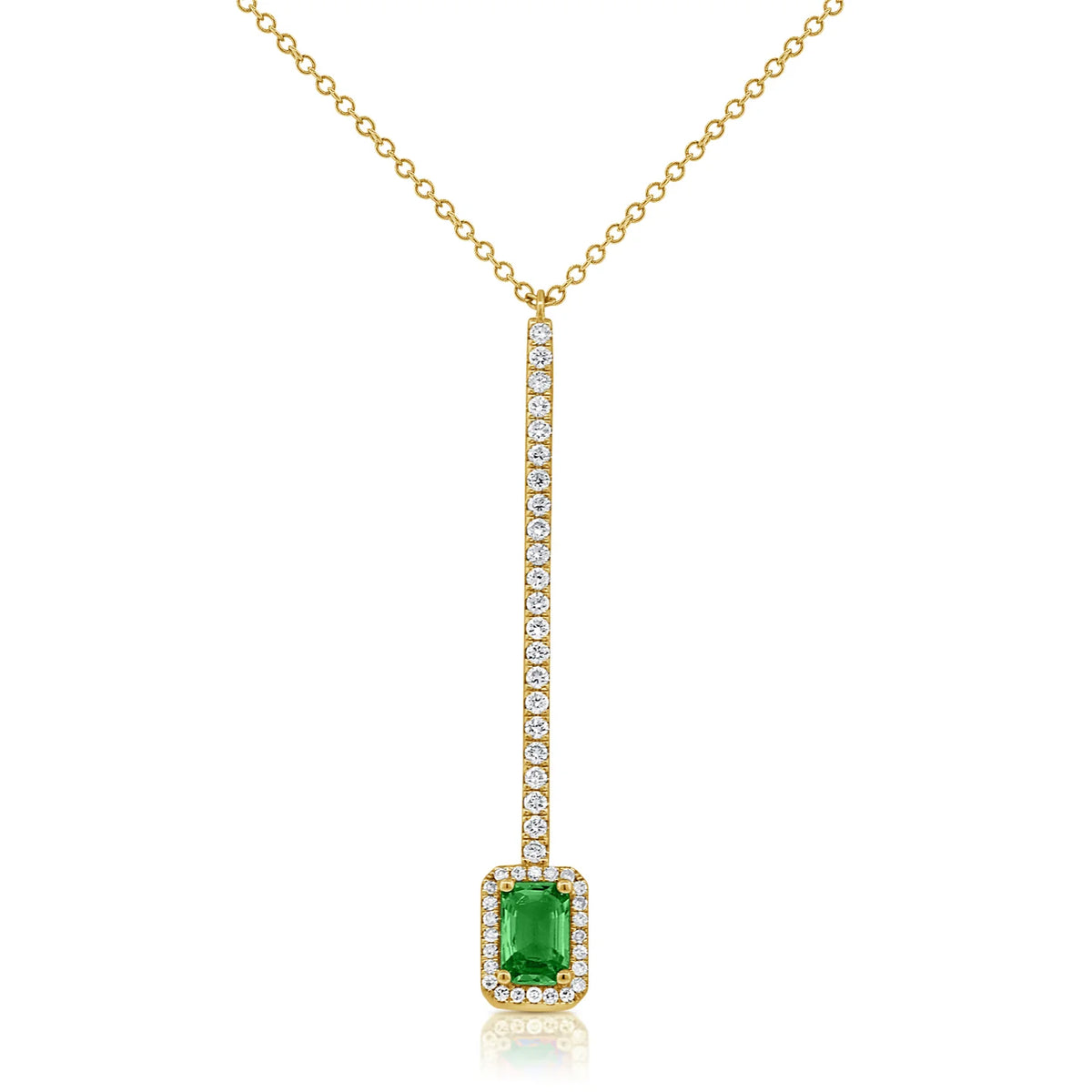 Halo emerald & diamond y necklace