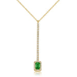 Load image into Gallery viewer, Halo Emerald &amp; Diamond Y Necklace
