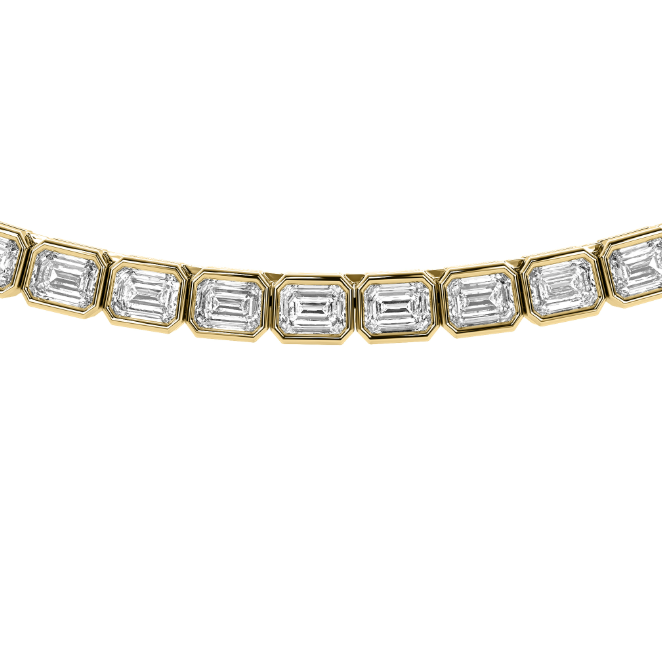 Sophia emerald east west diamond bezel tennis necklace